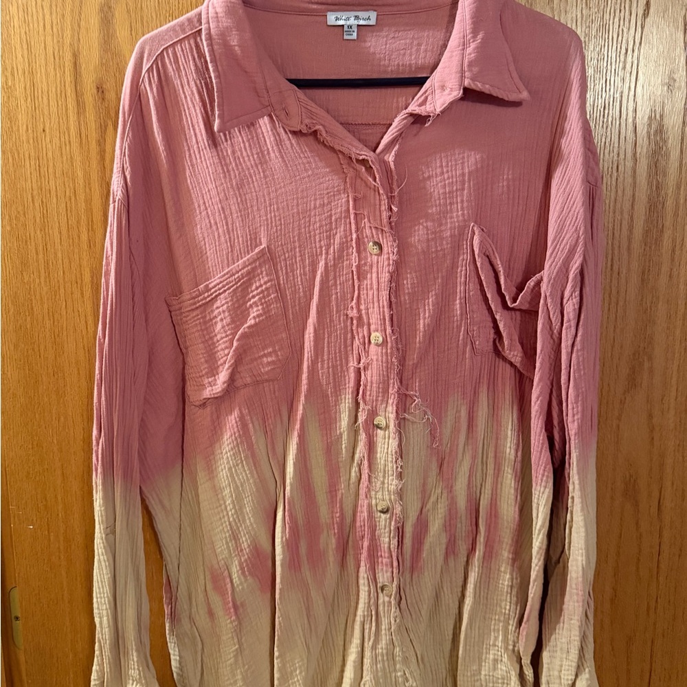 White Birch Rose Button-Up Blouse